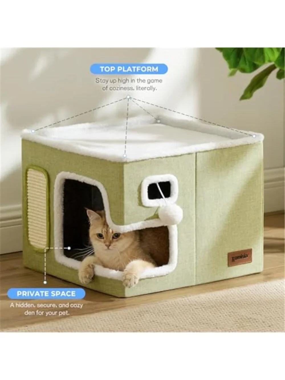 Cat House Indoor Cat Condo Hideaway Cube Scratcher Sisal Bed Furniture Protector